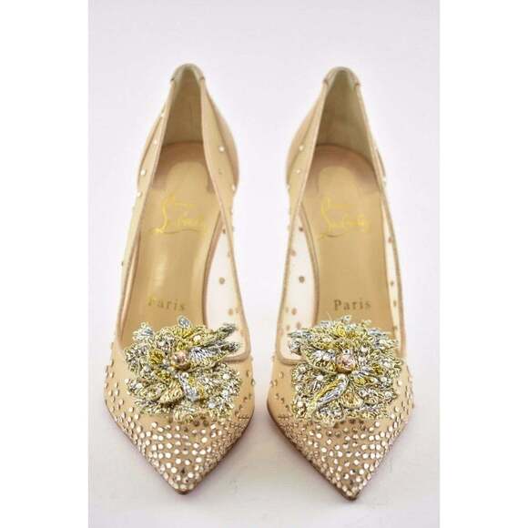 Christian Louboutin Marenude 100 Nude Strass Crystal Mesh Pigalle Heel Pump 40 - Picture 6 of 12